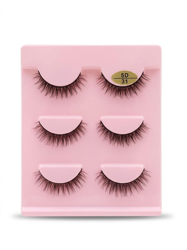 3 PAIRS 6D Faux Mink False Eyelashes | Reusable Lightweight & Natural Looking | Bold Eye Makeup Look (N31)