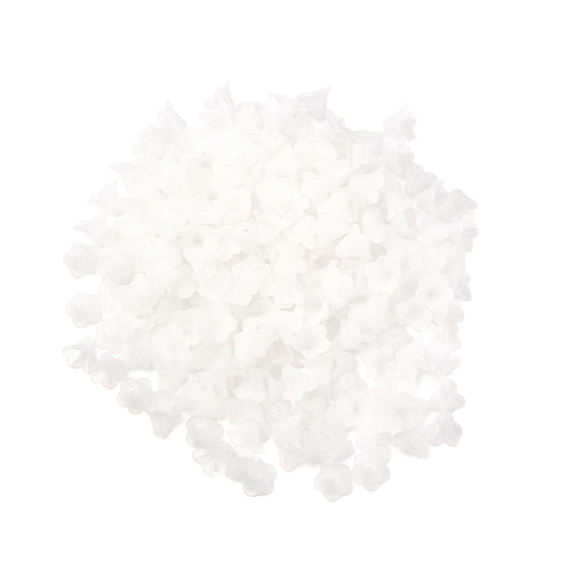 1 Pack 200 G Flower Acrylic Beads Transparent Lily Flower Bead Caps for DIY Necklace Earring Jewelry Making White