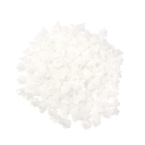 1 Pack 200 G Flower Acrylic Beads Transparent Lily Flower Bead Caps for DIY Necklace Earring Jewelry Making White