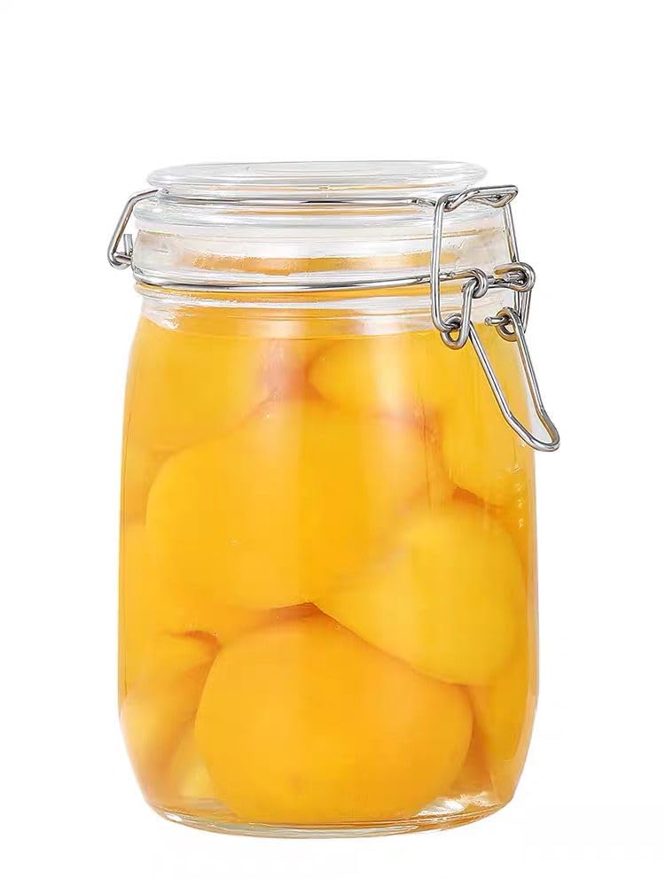 Glass Storage Jar with Airtight Lid, Stainless Steel Buckle, Food Glass Jar, Passion Fruit Sealed Jar (750ml)