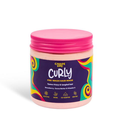 Chaos Curly Hair Mask for Kids – Pre-Wash Treatment for Tangled, Frizzy Curls – With Cocoa Butter, Strawberry & Vitamin A – Defines Curls, Easy Brushing, Sulphate-Free, 300 ML