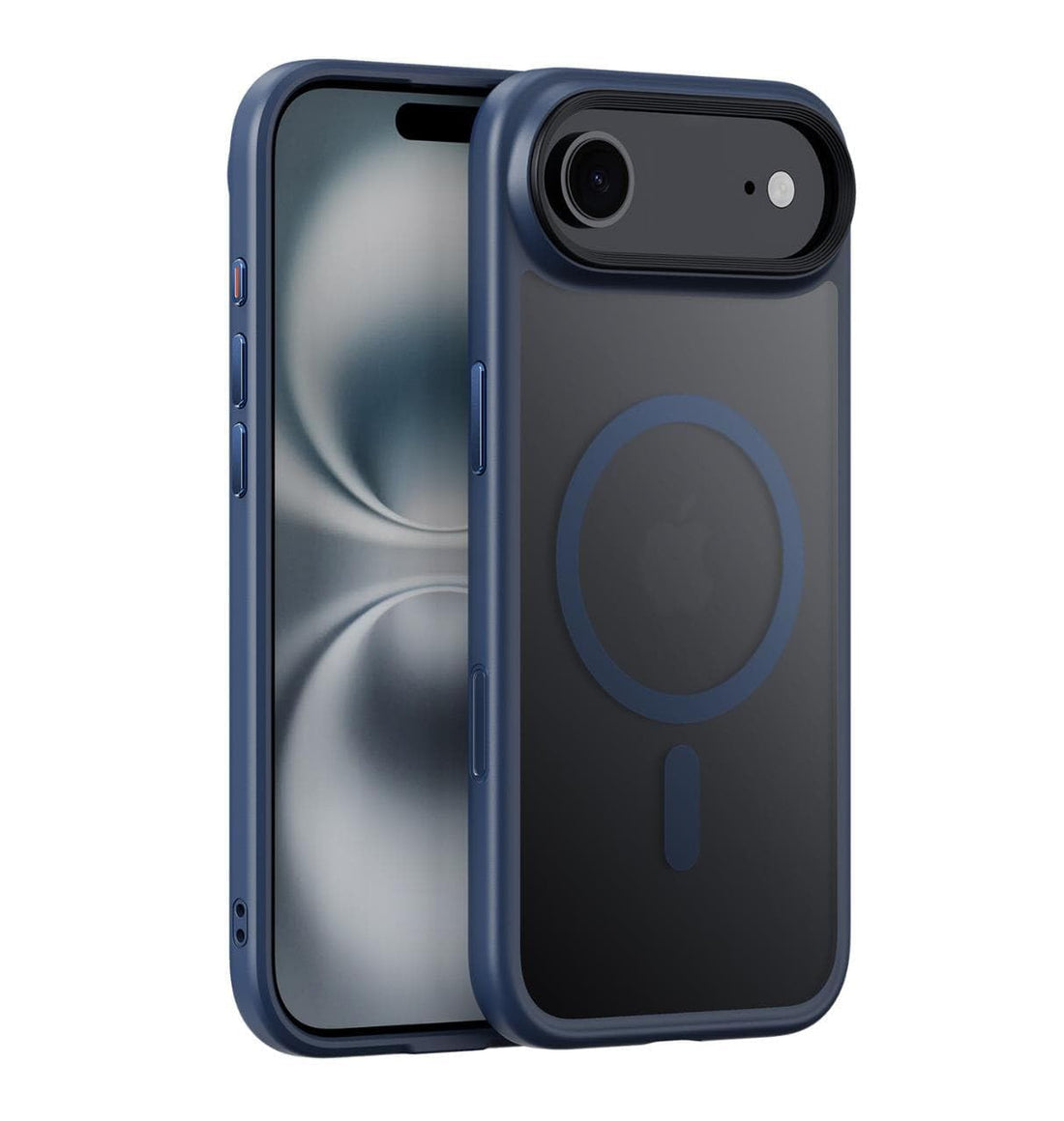 Fekra Magnetic Case for iPhone 17 Air Compatible with MagSafe, Shockproof Phone Bumper Cover, Solid Color Matte TPU Frame, Anti-Scratch Clear Back (Dark blue, iPhone 17 Air)