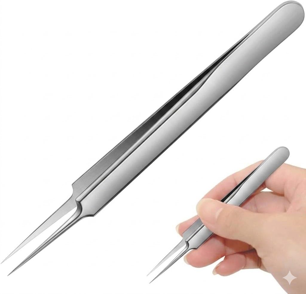 Pointed Tip Stainless Steel Ingrown Hair Tweezer - Precision Splinter, Whitehead, Comedone, Blackhead, and Pimple Remover Tool-multicolor