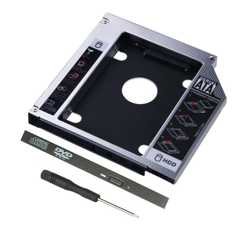 Optical Drive to Hard Drive Caddy Bracket 2nd HDD SSD Enclosure Universal 9.5mm SATA Port Case Adapter Converter Tray for DELL SFF HP Laptop Internal DVD CD RAM ROM Player