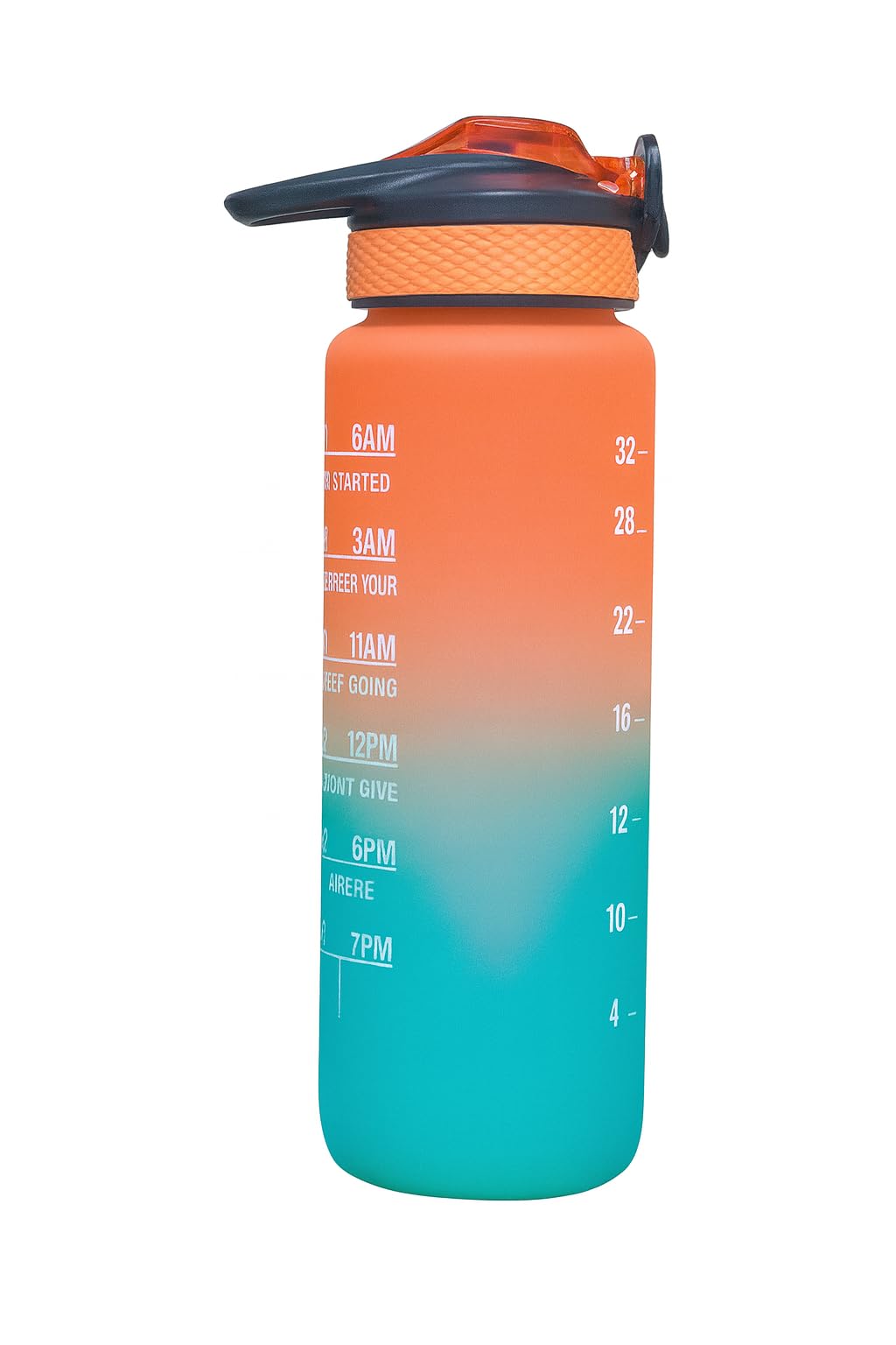Sports Water Bottle 1l With Time Marker Leak Proof Bpa Free Drinking Bottle For Gym Office School Travel Outdoor Fitness Motivational Reusable For Kids And Adults (Orange)