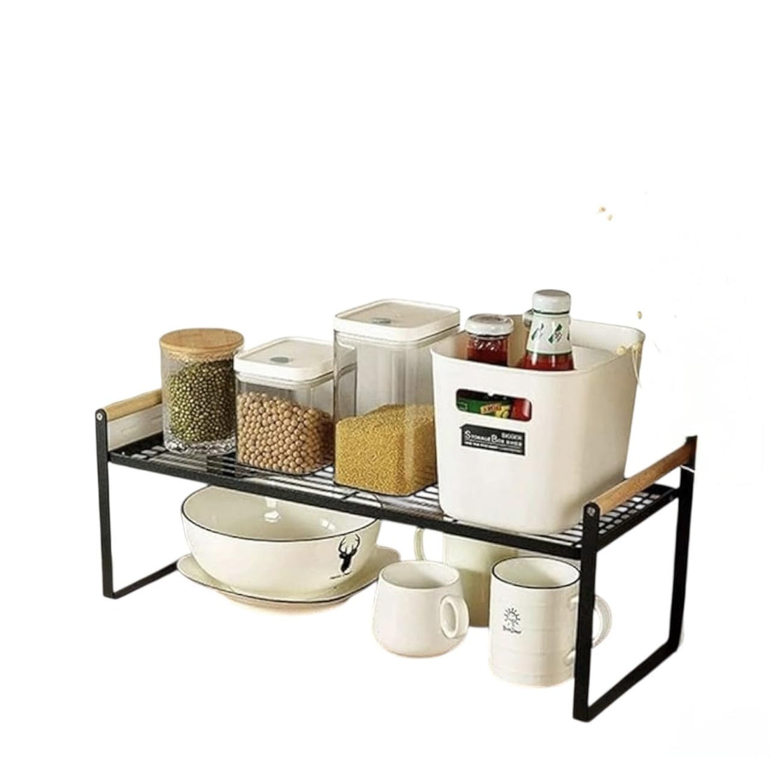 Downtown Kitchen Counter Organizer Rack 2 Tier Metal Storage Shelf for Spice Jars Bowls Kitchen Countertop Organizer for Cabinet or Counter