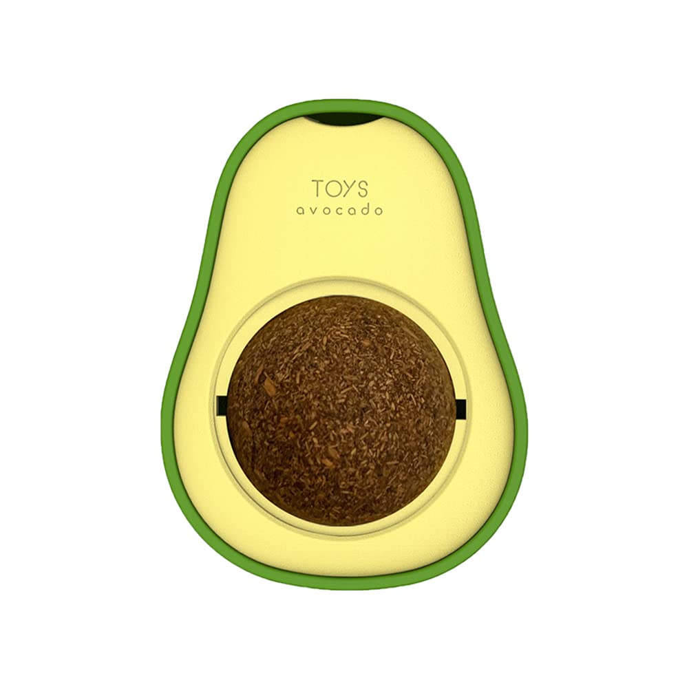 Uposao Catnip Ball Toys, Avocado Shaped Catnip Balls Wall Mounted Catnip Ball, Rotatable Catnip Edible Licking Wall Ball for Cats to Clean Teeth and Prevent Bad Breath, 1pcs
