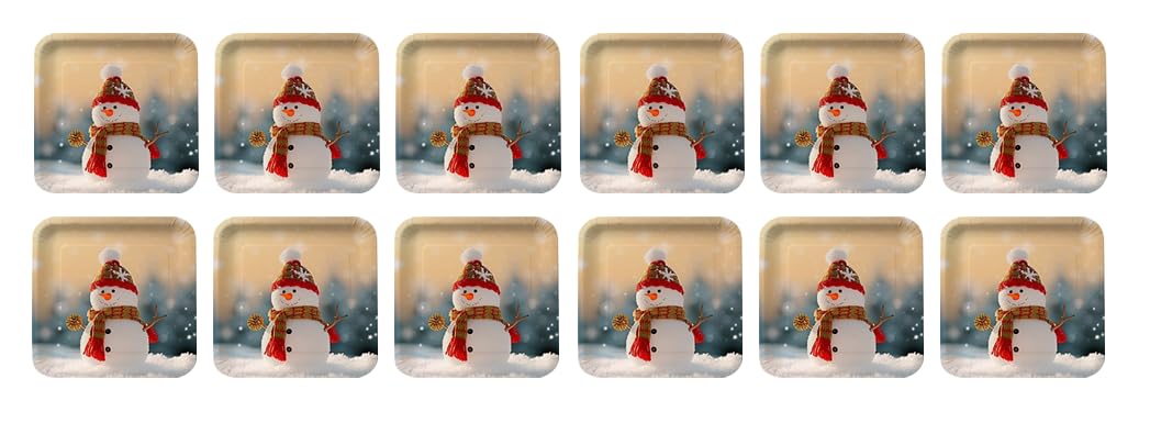 Party plates in distinctive shapes for Christmas, SNOWMAN size (24x24), pack of 12 pieces