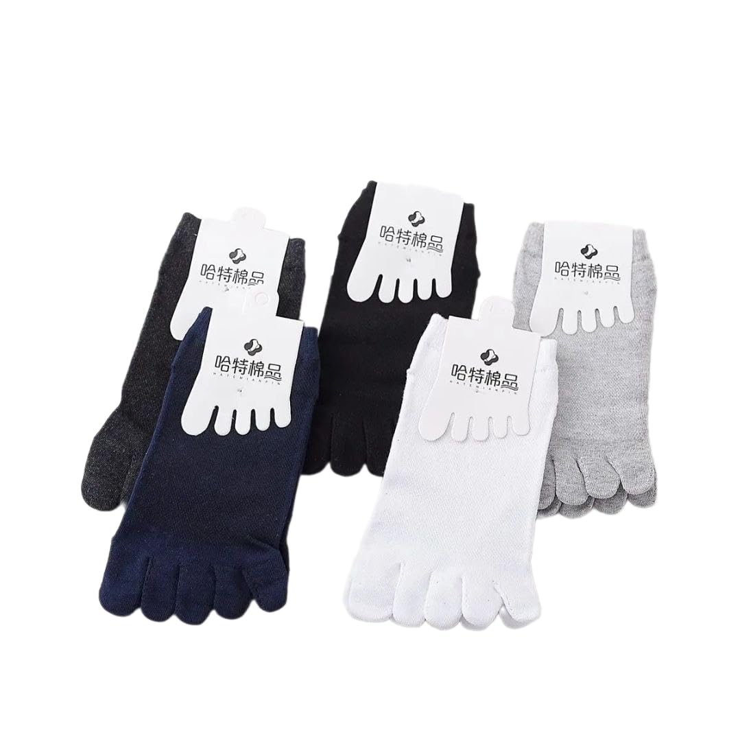 Smart Edge Men's Fashion Split Toe Plain Soft Feel Masterpiece Ankle Socks Low Cut Socks Set of 5 Pairs with Gift, Available in Multiple Colors.Fashion Design