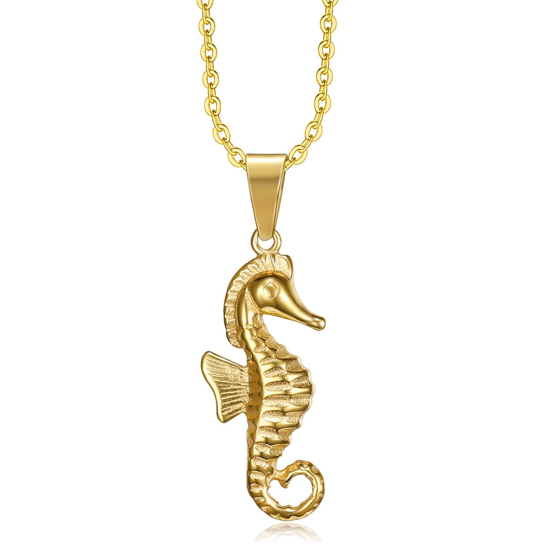 Julia Store 18K Gold Plated 316L Stainless Steel Trendy Cute Simple Charms Vintage Luck Seahorse Cupid Angel Heart Pendants Necklace Jewelry Gift