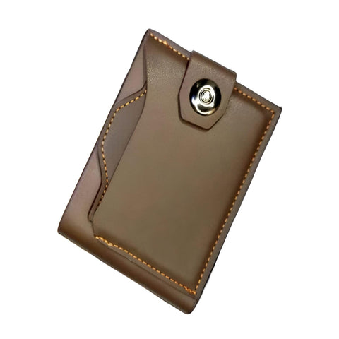 Luxury Men's Leather Wallet with Detachable Card Holder, Clear ID, Metal Closure, Available in Brown, Black and Light Brown (Beige-Horizontal)