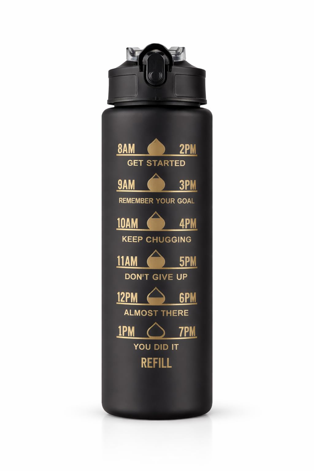 OVA Sports Water Bottle, 1 Liter Capacity with Filter and Carry Strap, Leak-Resistant Design for Gym, Walking and Travel (Black - 1 Piece)