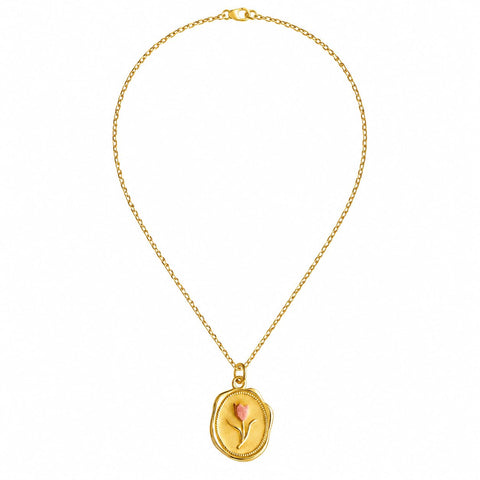 Women Gold Rose Tulip Flower Pendant Necklace Elegant Rose Flower Pendant Soft Accessory for Girls Women