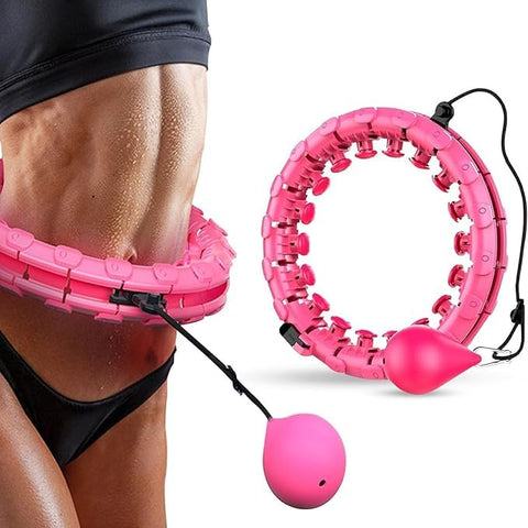 Weighted Hula Hoop, Smart Waist Exercise Ring for Weight Loss, 24 Detachable and Adjustable Size Hula Hoop, Suitable for Adults and Beginners, Great for Exercise and Fitness at Home