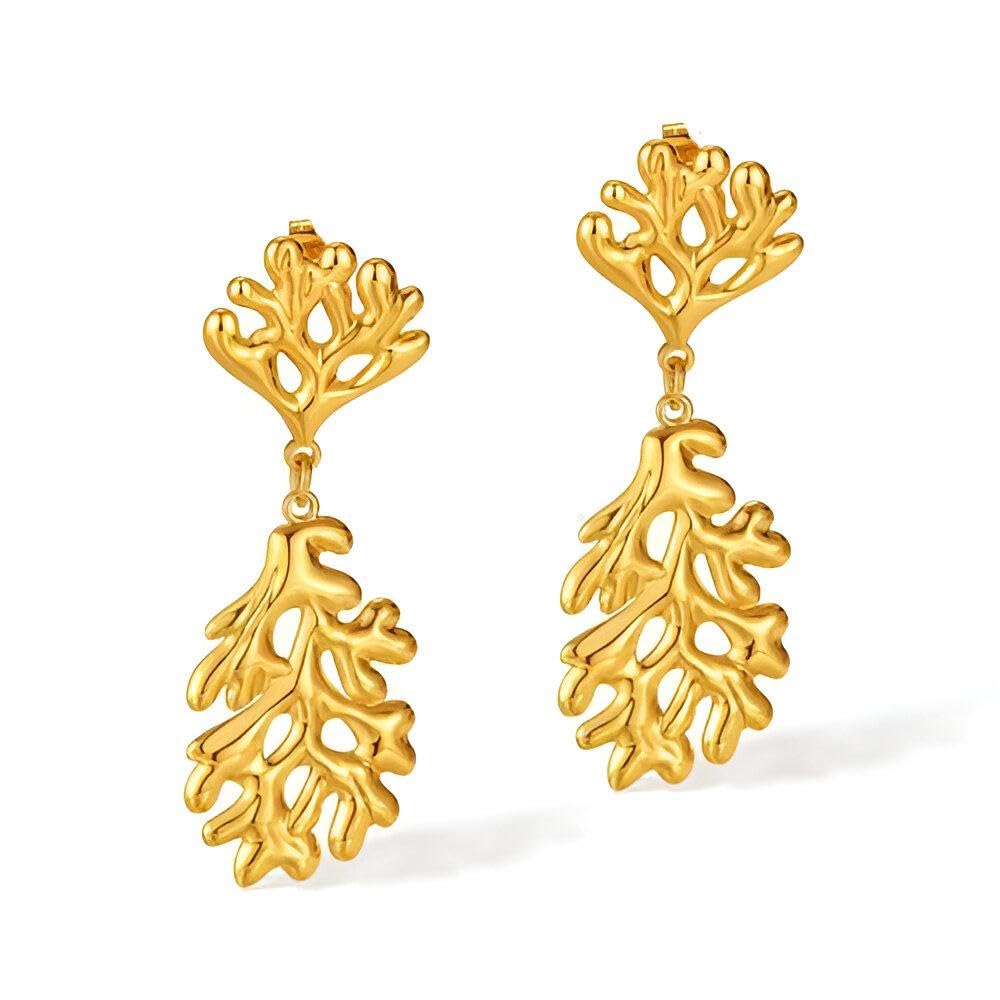Female Jewelry - Elegant stainless steel earrings with organic irregular forms, hypoallergenic and perfect for sensitive skin.