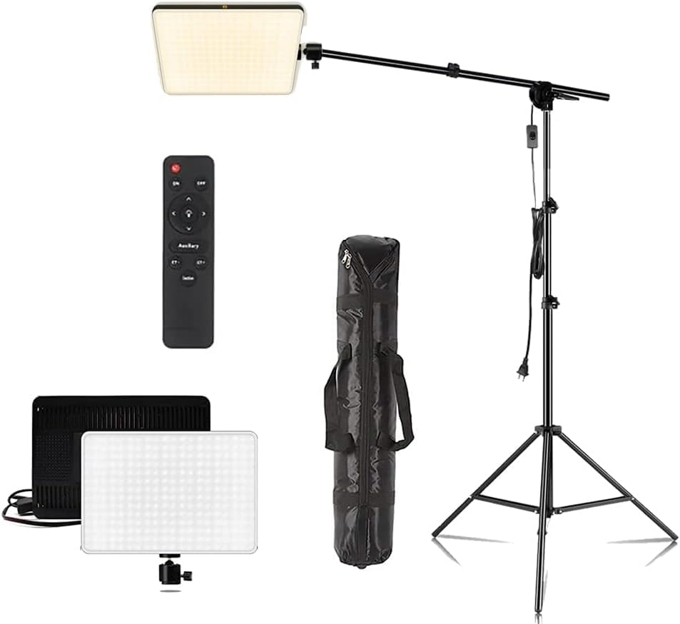 LED Video Light Kit with Bendable Boom Arm with Remote Control and Bag for YouTube, Video Conference, Instagram, Live Streaming, Video Conferencing, Gaming.