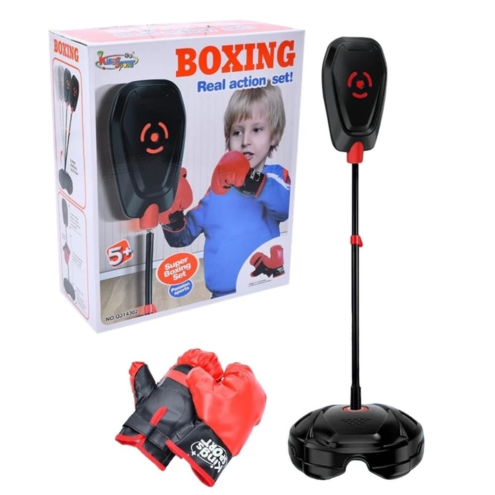 King Sport - Boxing Real Action Set with Gloves & Boxing Stand 130 cm - QJ14302