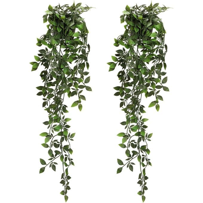 Artificial Hanging Plant Cascading Waterfall Decor with 9cm Pot and 70cm Long Faux Ivy Greenery for Indoor Outdoor Wall and Home Office Decoration