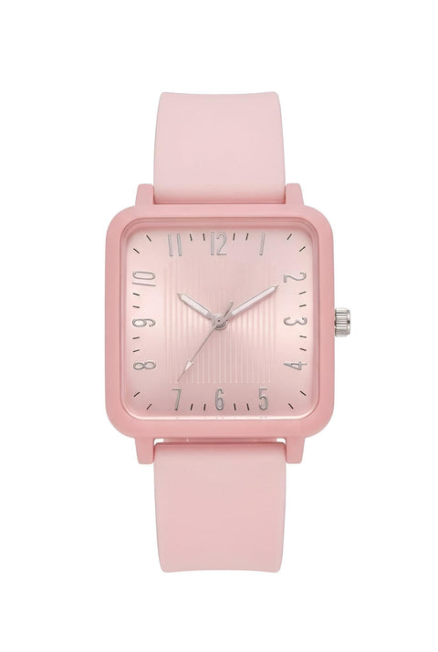 Unisex Wristwatch - Square Shape with Vibrant Multi-Color Dial, Soft Rubber Band and Large Numerals for a Modern and Trendy Look