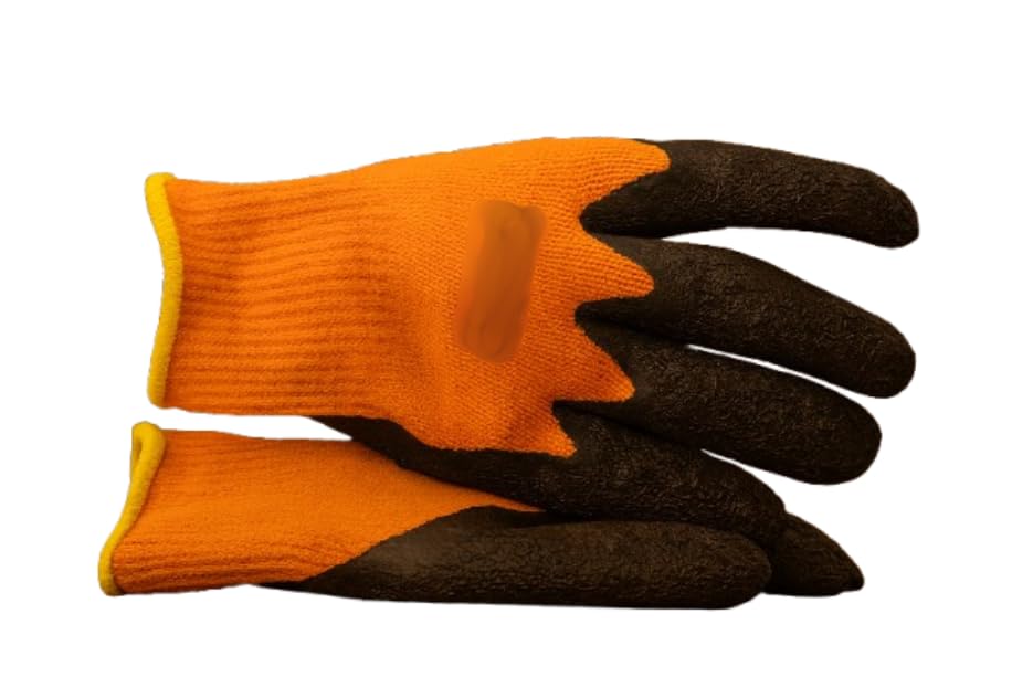 Hadid & Bohayat (Orange & Black Fabric Non-Slip Work Gloves)