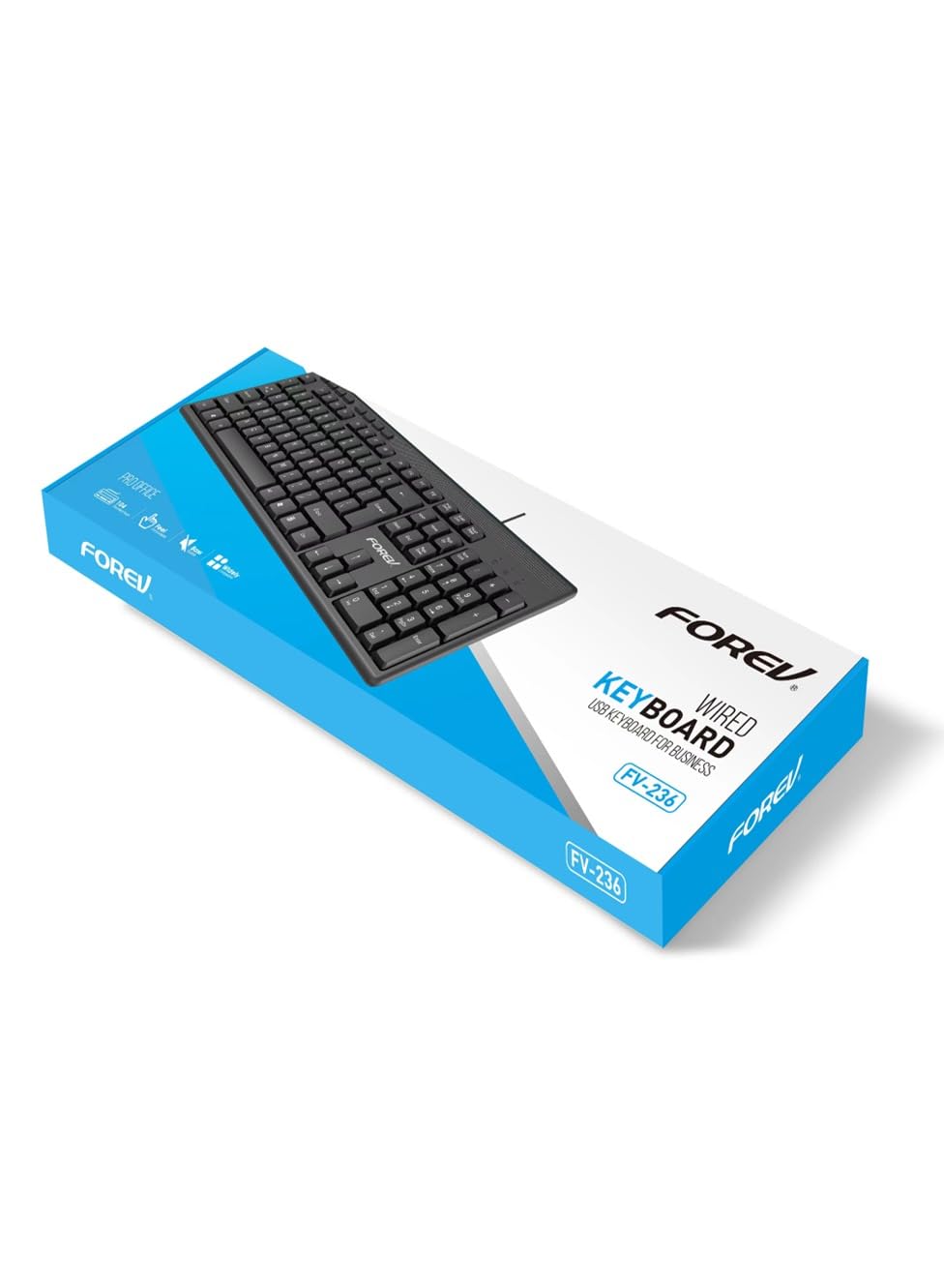 Wired USB keyboard, Black ; Arabic + English FV-236