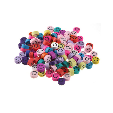 Fash 100Pcs 10mm Smiley Face Polymer Clay Beads, Happy Face Beads for DIY Charms Bracelet Necklace Jewelry Hair Clip Accessories Making