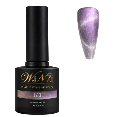 Lavender Silver Cat Eye UV/LED Gel Nail Polish 7ml – Magnetic Shimmer Effect Soak Off Gel – Smooth Application – Glossy Finish for Nail Art, DIY Manicure & Professional Salon Use (163)