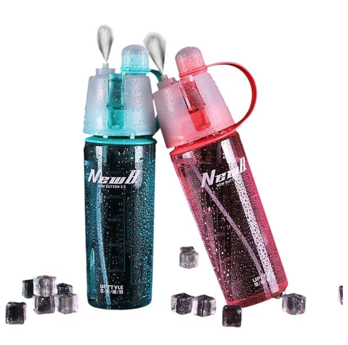 Mist Spray Water Bottle, 600ml Capacity, Leak-proof Design, Reusable for Sport and Travel, Clear and Multicolor