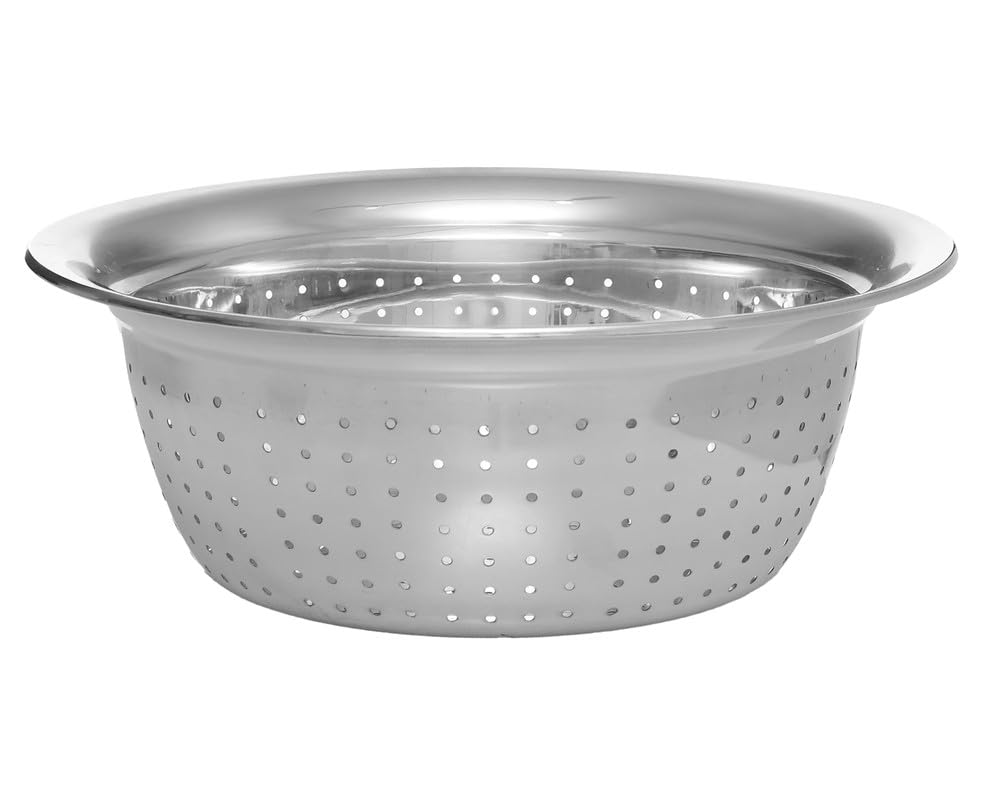Stainless Steel Fine Hole Round Strainer for Washing and Straining Fruit, Pasta, Heavy Duty, Dishwasher Safe 28cm Silver