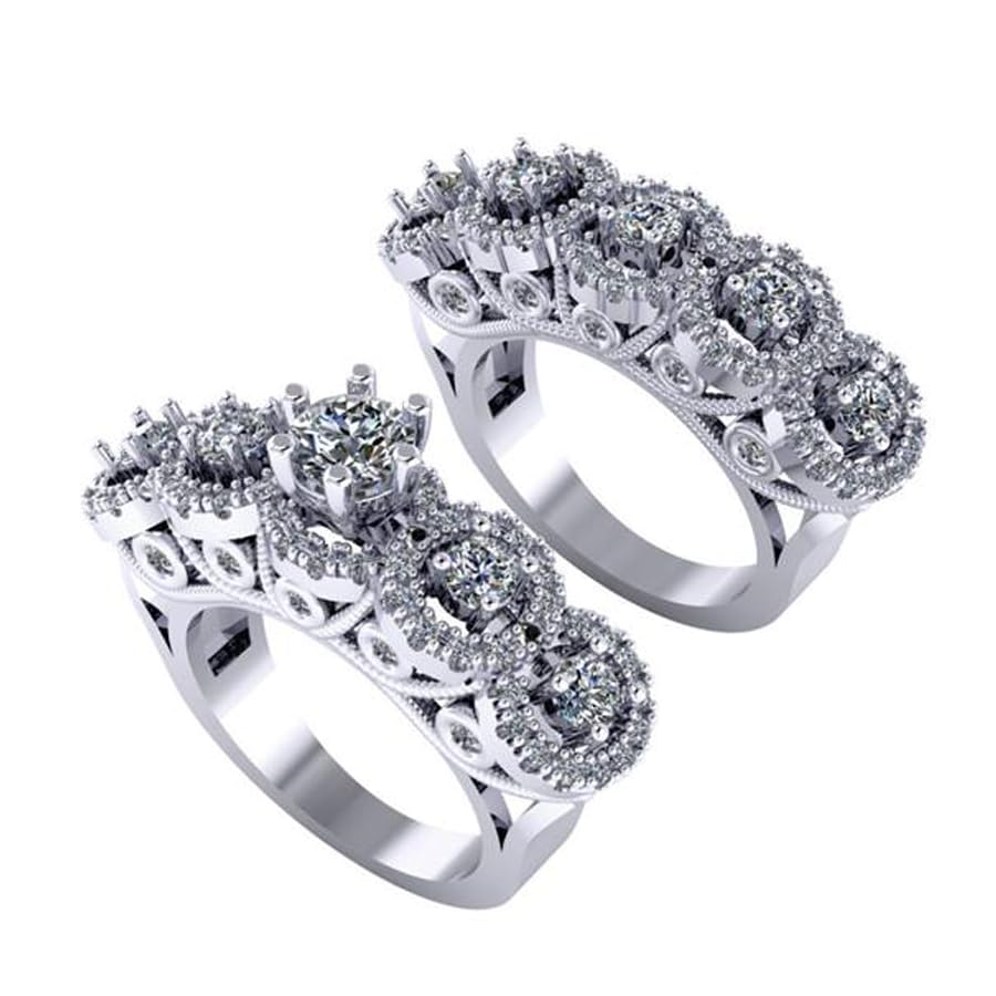 Twins Ring For Women High Quality Platinum Plated Zircon Stone - Silver