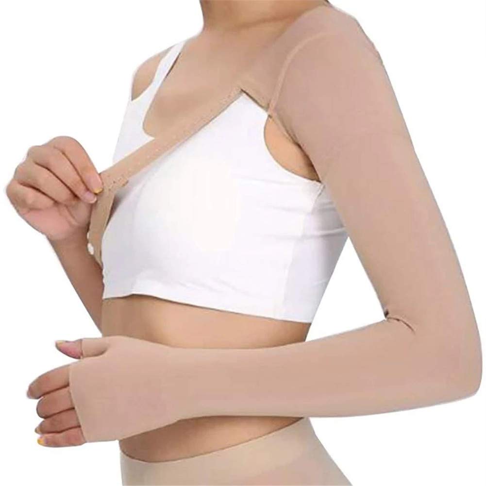 30~40 mmHg Post Mastectomy Compression Sleeve with Gauntlet, Arm Anti Swelling Gauntlet Support, Anti Edema Swelling Lymphedema Glove