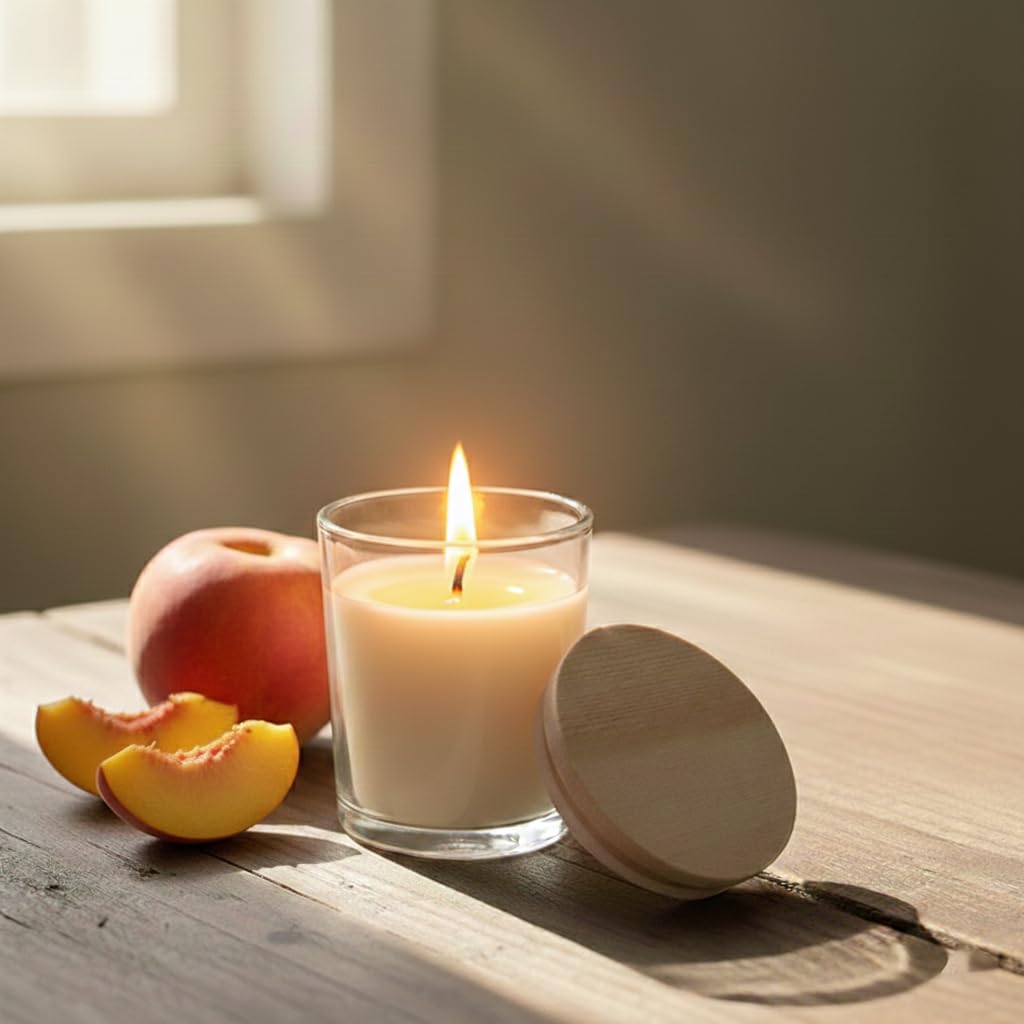 Natural Soy Wax 100% Scented Candle in Glass Jar with Lid – Aromatherapy Home Fragrance Candle – Long Lasting Clean Burn – Relaxing Spa Candle – Elegant Gift for Women & Home Décor (Peach)