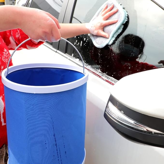 Foldable car water bucket, flexible magic bucket, applicable and storage bucket, multi-use for gardening, travel, car washing and daily home uses. (One piece)