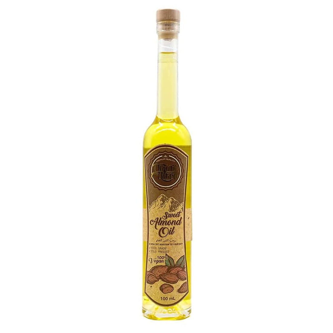Organic Nation | Sweet Almond Oil | Cold Pressed | 100% Vegan | Enhances Memory | Lowers Risk of Heart Diseases | Rich in Omega-3 | Improves Heart Health | 100ml