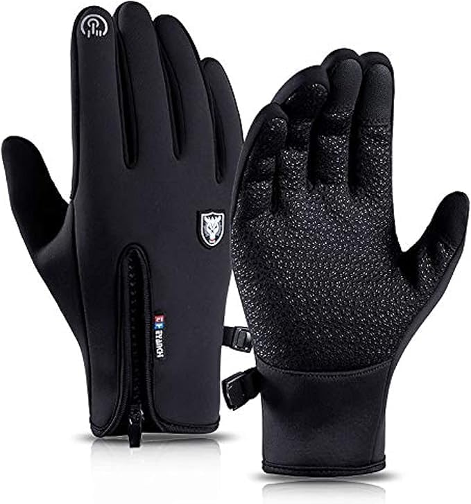 FROM H HOME 1283 Popular Winter Gloves for Men Women, Cold Weather Thermal Gloves Windproof Waterproof Keep Warm Touchscreen Gloves for Cycling Running Driving (Black, L), Black, Large