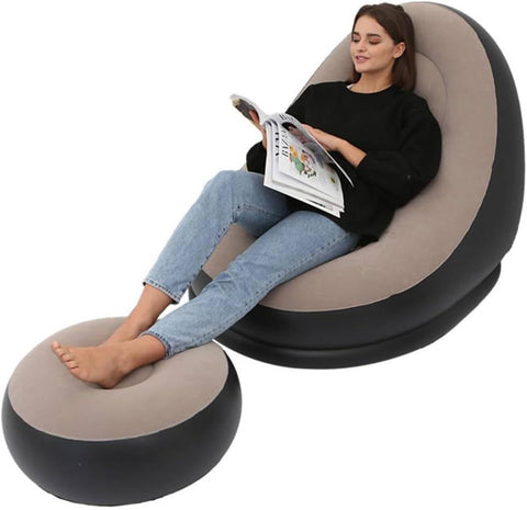 MOMENT Inflatable Sofa, 116 x 98 x 83cm Inflatable Lounge Chair, Air Couch Footrest, Lazy Necessity Furniture, Gaming Reading & Movie Watching Lounger,Outdoor Travel Camping Picnic