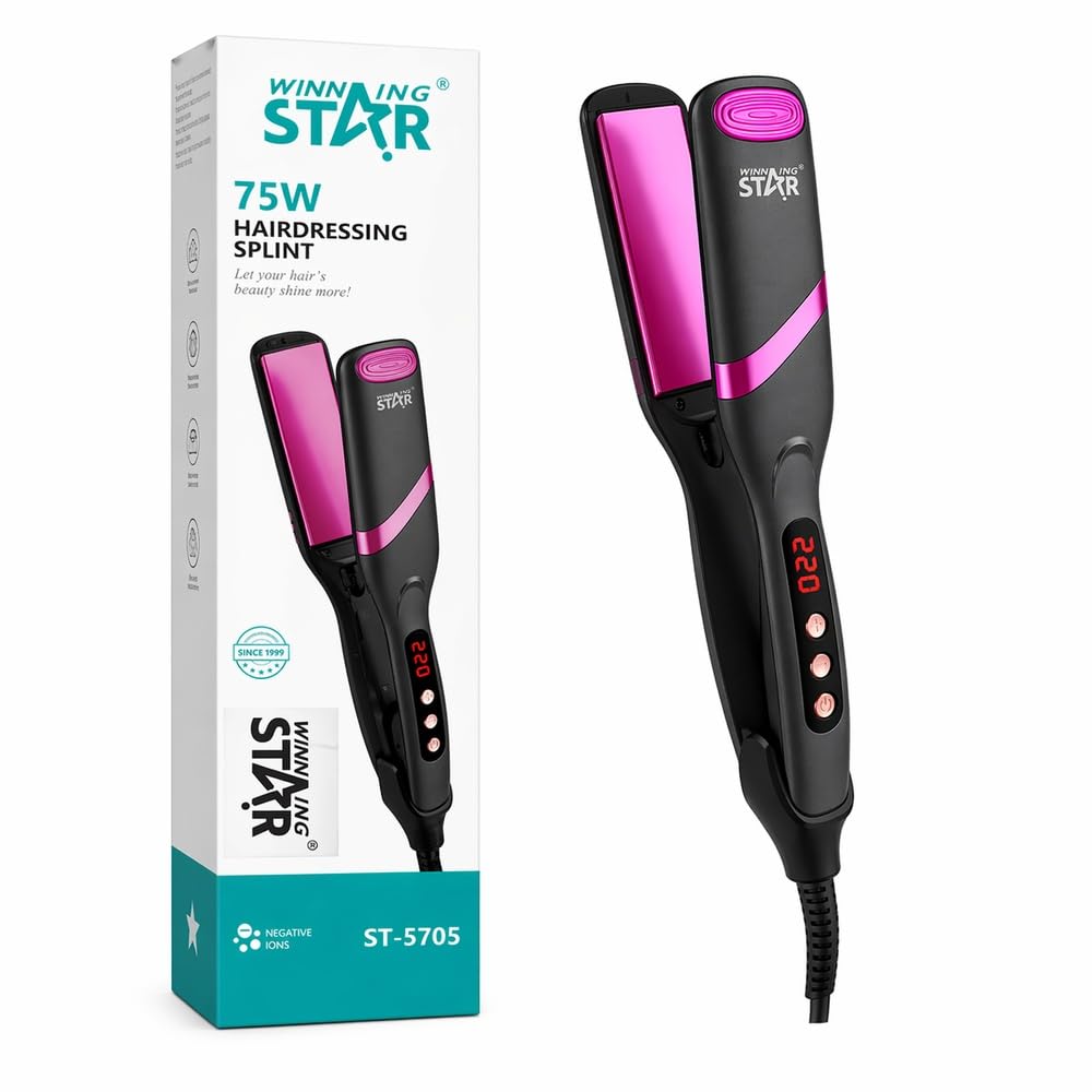 Winning Star - Professional Digital Hair Straightener 75W - Pink & Grey - A1-636