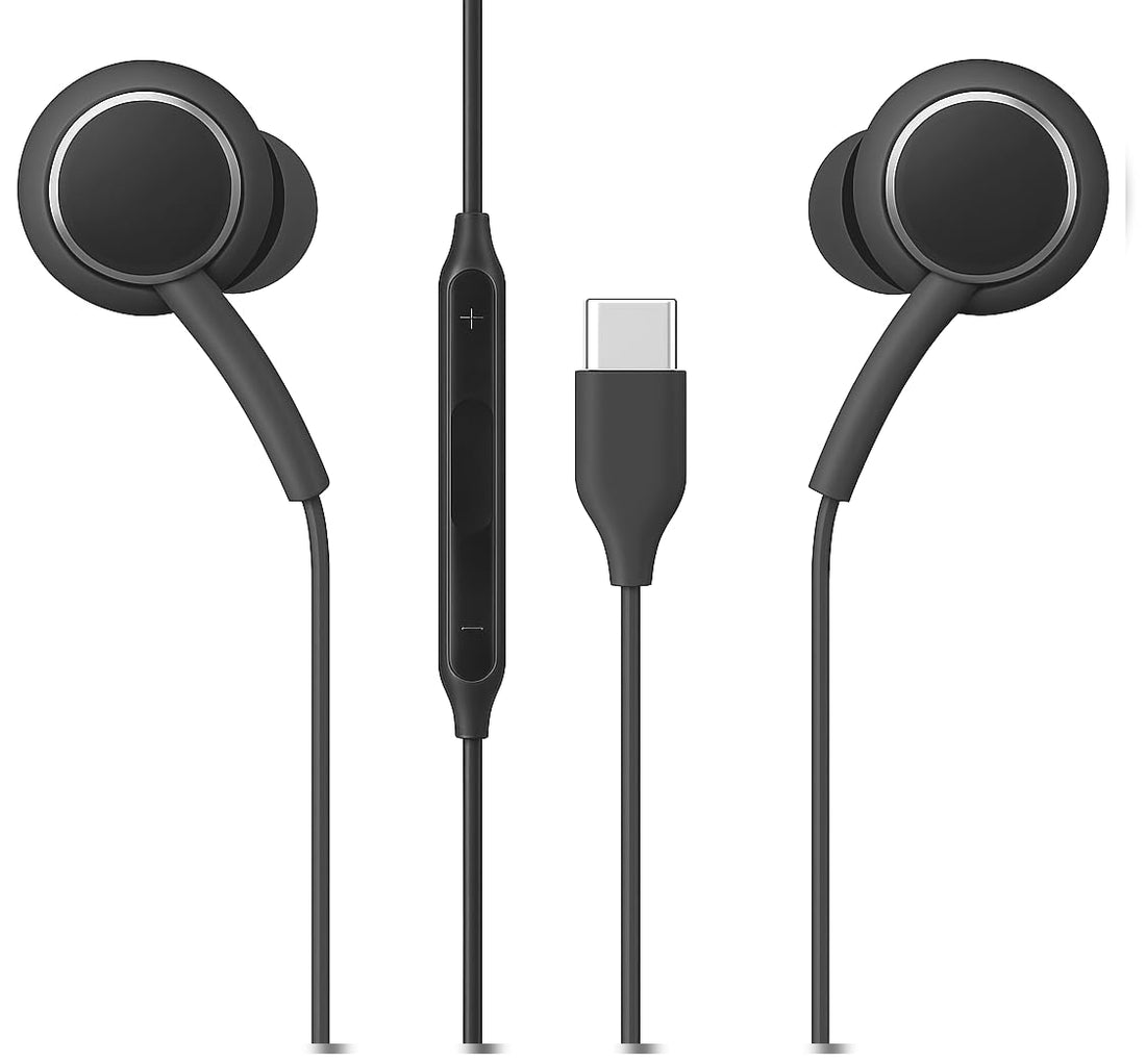 KP TECHNOLOGY Earphones For Samsung Galaxy A27 / A37 / A57 / A26 5G / A36 / A56 / A25, In-Ear Headphones Earbuds with USB Type C interface [Remote & Microphone] (BLACK)