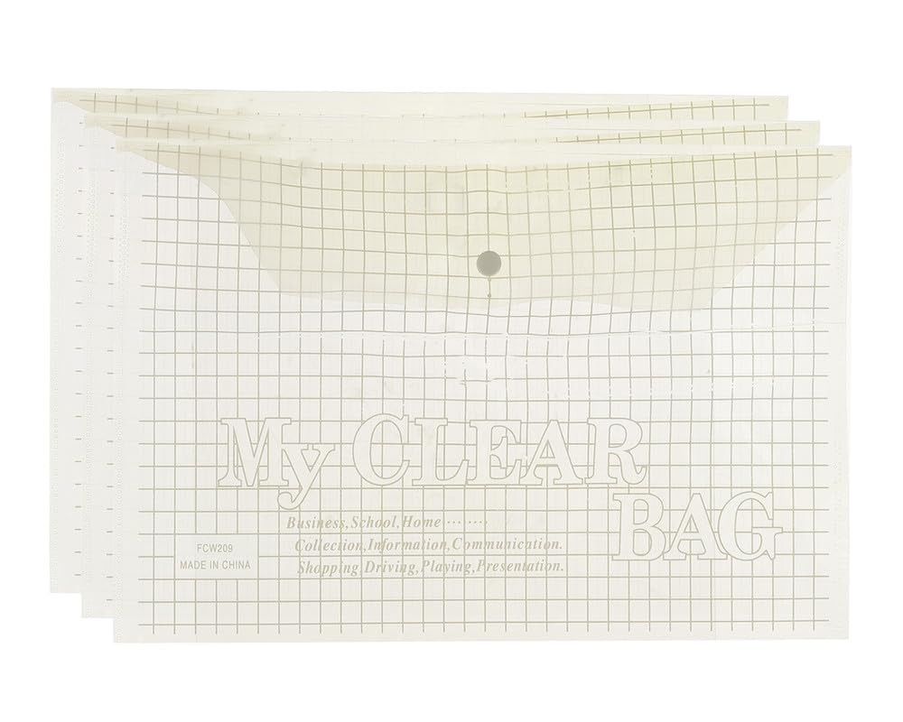 3A FC209-6 Plastic Paper Binder 6.5 Micron 24 * 35 cm With Clips Set Of 3 Pieces - Yellow