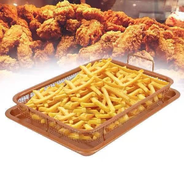 Magnova Kitchen Deep-Fried Food Drain Basin Rectangle Crispy Tray Filter Mesh Fresh-Keeping Basket Non-Stick Oil Pan Crisping Tray Oven Baking Tray Frying Basket and Baking Sheet