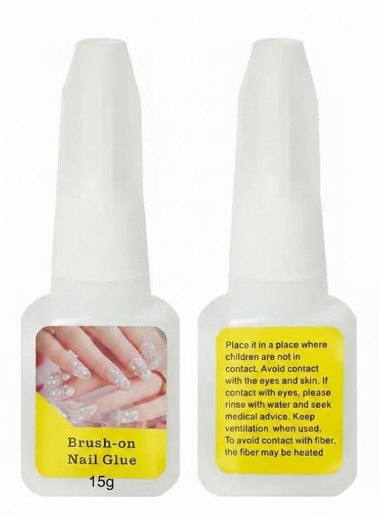 Nail Glue press on nail glue with brush for nail tips Strong Adhesive for Acrylic Nails Brush on nail tips Extension Glue Long-Lasting Quick-Drying Glue-15gm (N2)