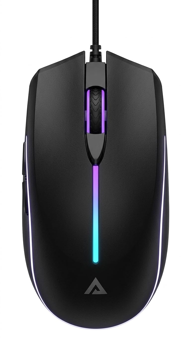 RGB Wired Gaming Mouse Black Ergonomic Design for Daily Use and Gaming
