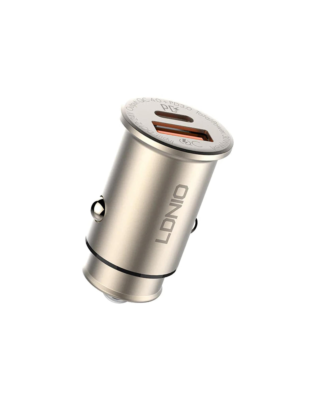 LDNIO C506Q Car Charger With Cable From Type C To Type C And USB Type C Ports 30W - silver