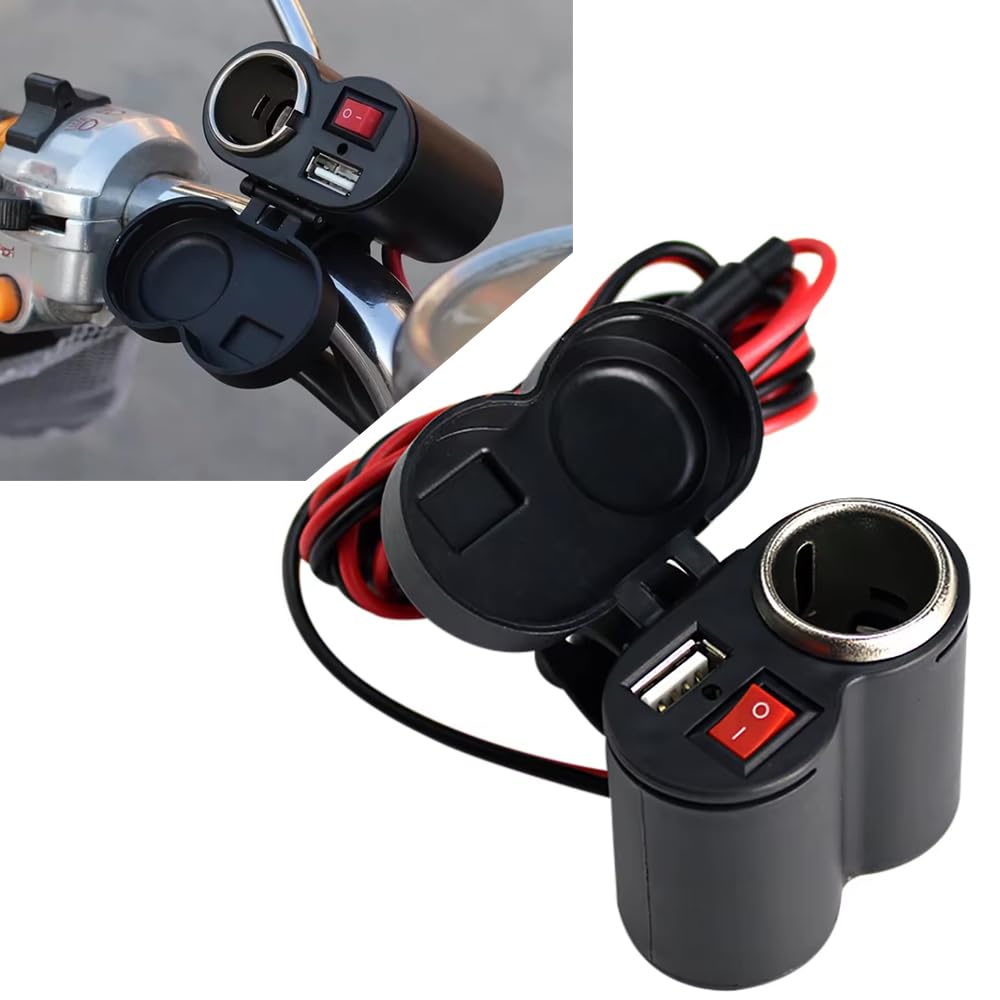 Cigarette Lighter Input and USB Charger 12V Waterproof for Car or Bicycle Motorcycle and More - KaberTrade