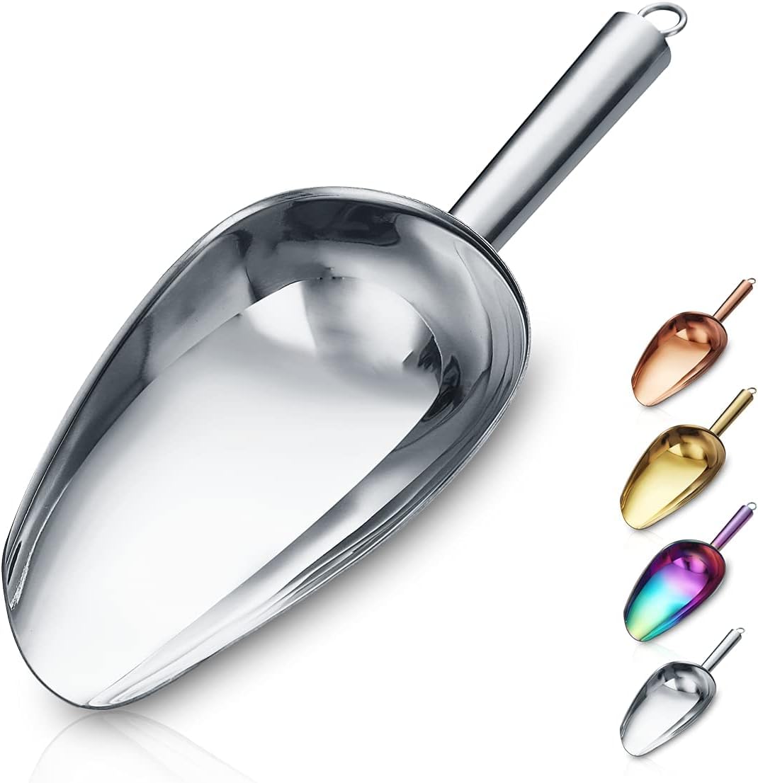 INFINITY-Plus Scoop for Ice, Flour, Cereal and Food, Metal Scoop for Kitchen Buffet, Party, Restaurant, Rustproof, Healthy, Heavy Duty, Durable and Glossy Finish by INFINITY-Plus (Gold, 8 oz)