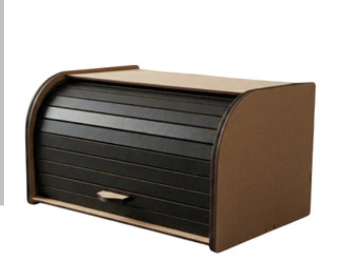Al Farouk Modern Bread Box Bread Box - Wooden Bread Basket with Sliding Tractor Lid for Living and Toast Storage, Kitchen Decor Organizer Coffee Bar (Brown) (Dark Brown/Walnut Brown)