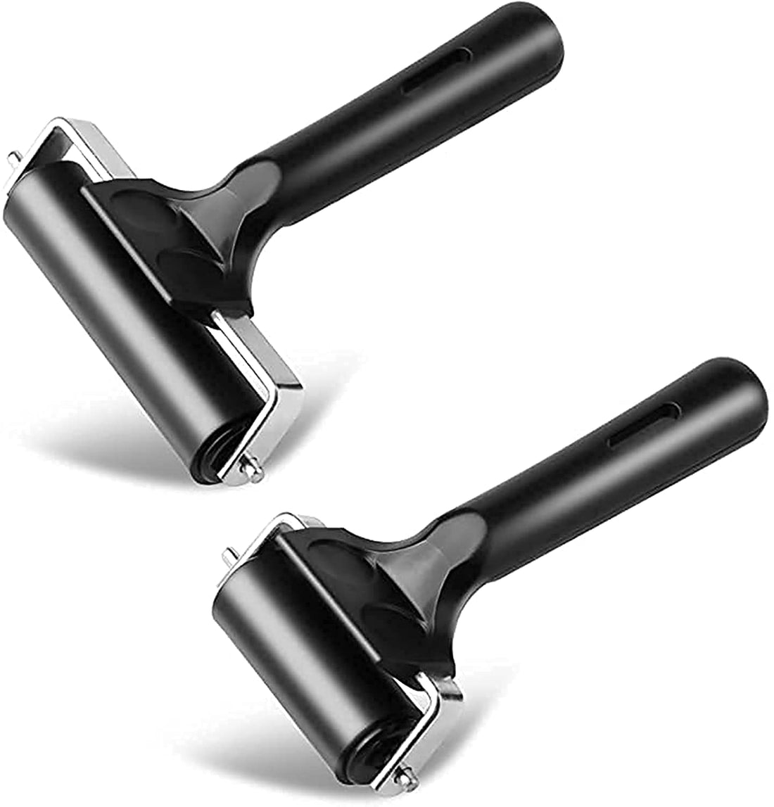 DELFINO 2 Pack Soft Rubber Brayer, Rubber Brayer Roller Paint Brush Ink Applicator, Sturdy and Durable, with Good Elasticity, Easy to Use, Art Craft Oil Painting Tool (3.8 and 2.2 inch)