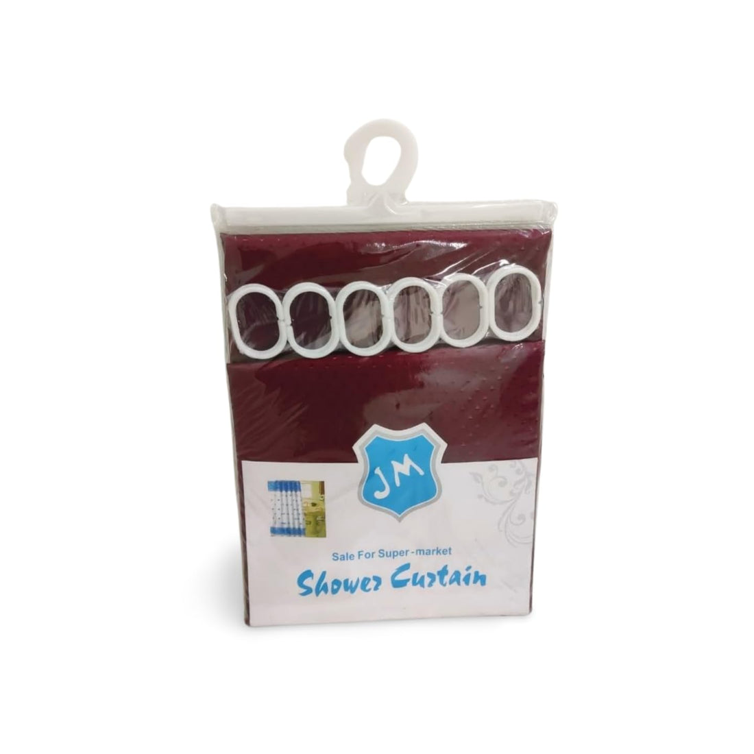 Shower Curtain 180x180cm, Maroon, Polyester, Plaid