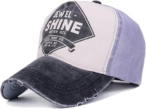Vintage Style Baseball Cap, Distressed Jewel Shine Design, Multi-Colour Panels