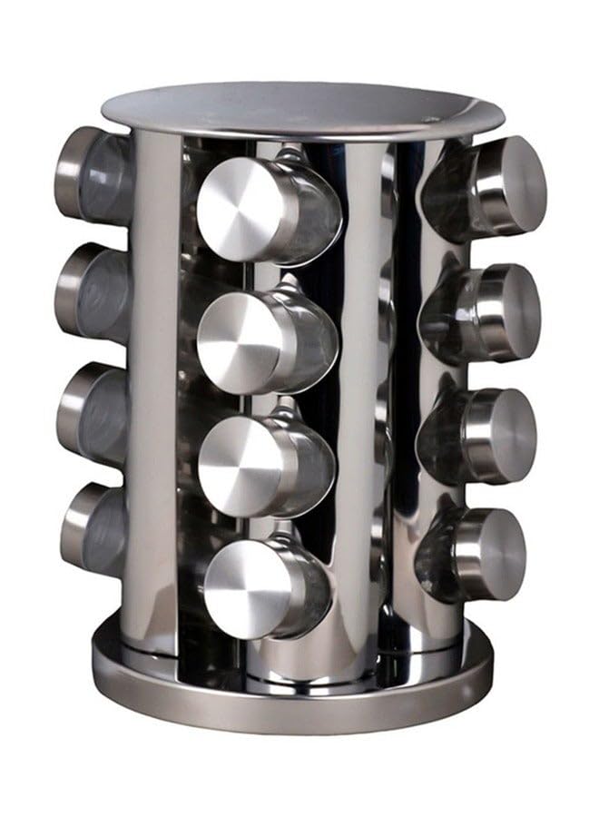 16 Piece Spice Jar Set with Silver Holder